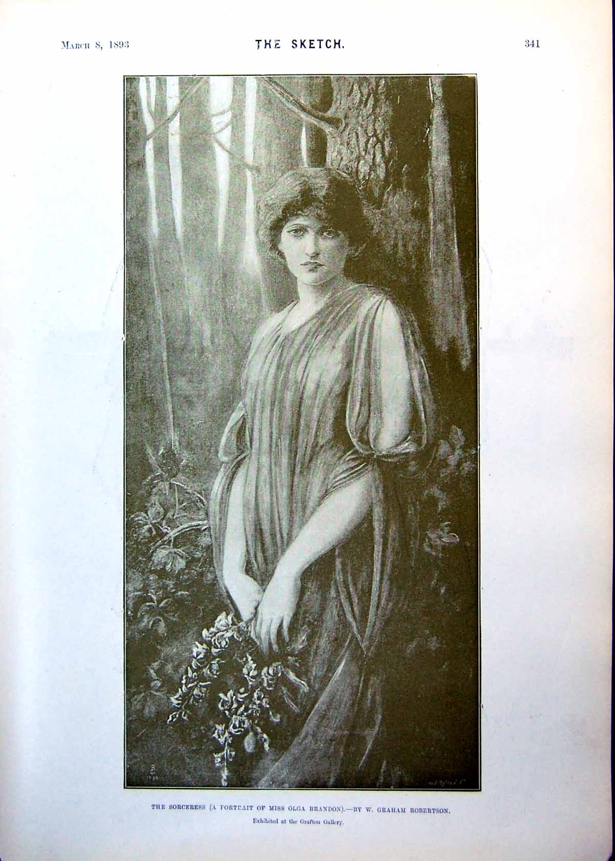 Antique Old Print Miss Olga Brandon Sorceress G Robertson Dutch Smokers 1893