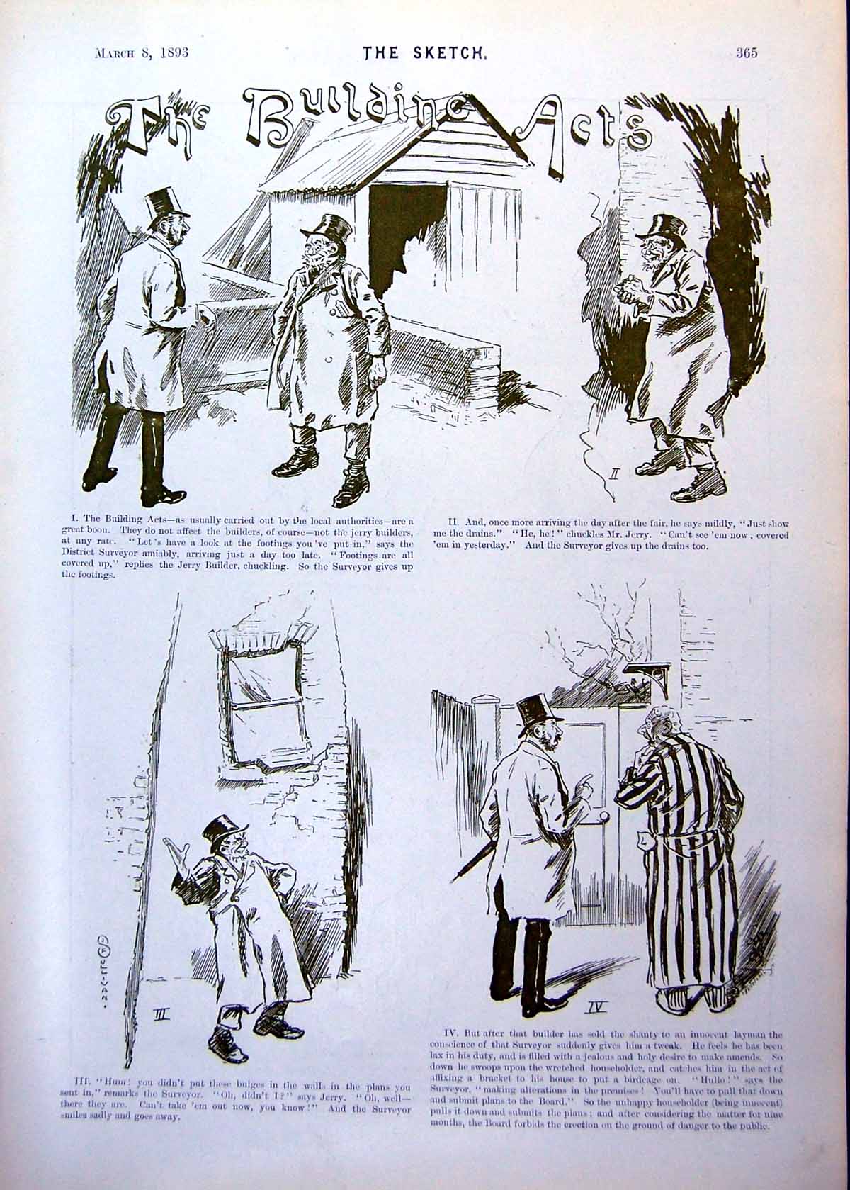 Antique Old Print Building Acts Rogue Builder How Camel Got Hump Bird 1893