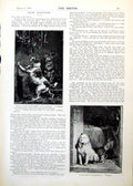 Old Print Dogs Looking Food Stables Girl Standing Dog Sheep Juniors 1893 19th