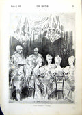 Antique Old Print Paris Diners Waiters Chandeliers Sandgate Landslips 1893