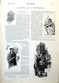 Antique Old Print Cannetella Novel Scenes Pretty Maiden Kissed Upset 1893 19th