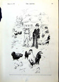 Antique Old Print Boy Visiting Farm Poultry Mighty Hunter Rhinoceros 1893 19th