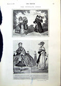 Original Old Antique Print Crinoline Crisis From s 1849 Owl Conundrum 1893