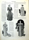 Old Print Fashions Day Dress Evening Cape Tea Gown Costumes Amazons 1893 19th