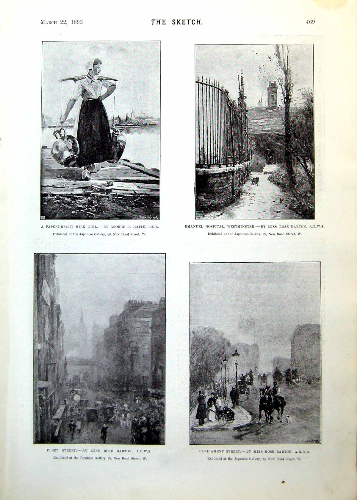 Antique Print Paintings Papendrecht Milk Girl Fleet St Story Hawkins 1893 19th