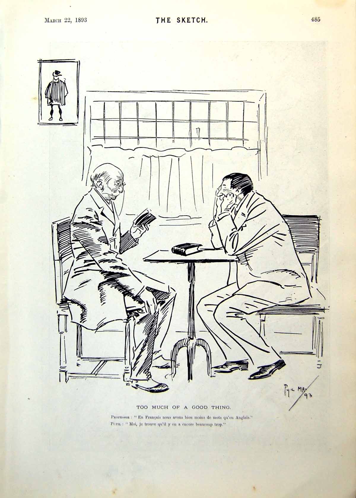 Old Elderly Men Seated Table Speak French Lady Bois De Bologne 1893Victorian