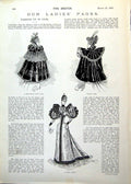 Antique Print Ladies Pages Beautiful Satin Cape Velvet Novel Gown Lady 1893