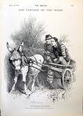 Antique Old Print Leading Irish Party Donkey Carrots Amnesty Men Cart 1893 19th
