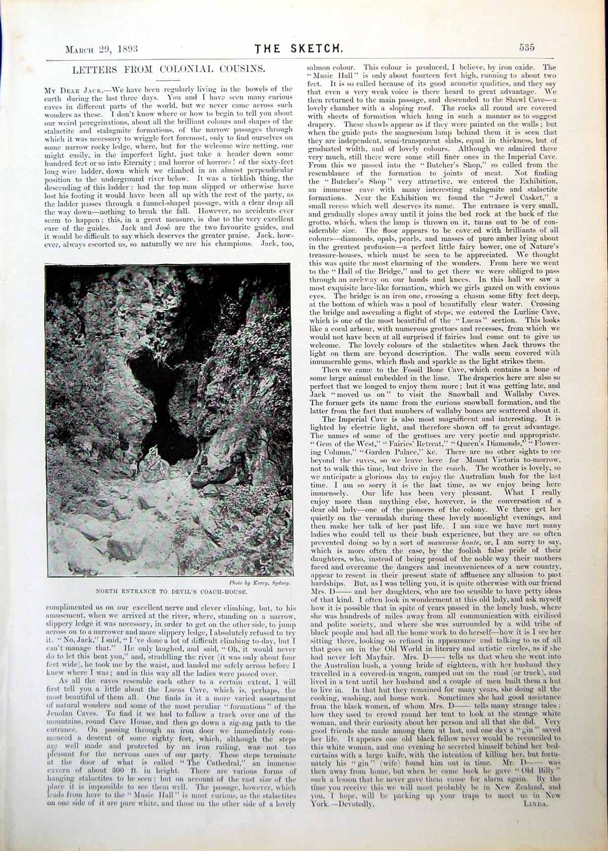 Antique Old Print N Entrance Devil'S Coach-House Roc-Amadour Ambialet 1893