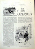 Old Print Watch Repairer Cafe Scene Gentleman Seated Rain Umbrellas 1893 19th
