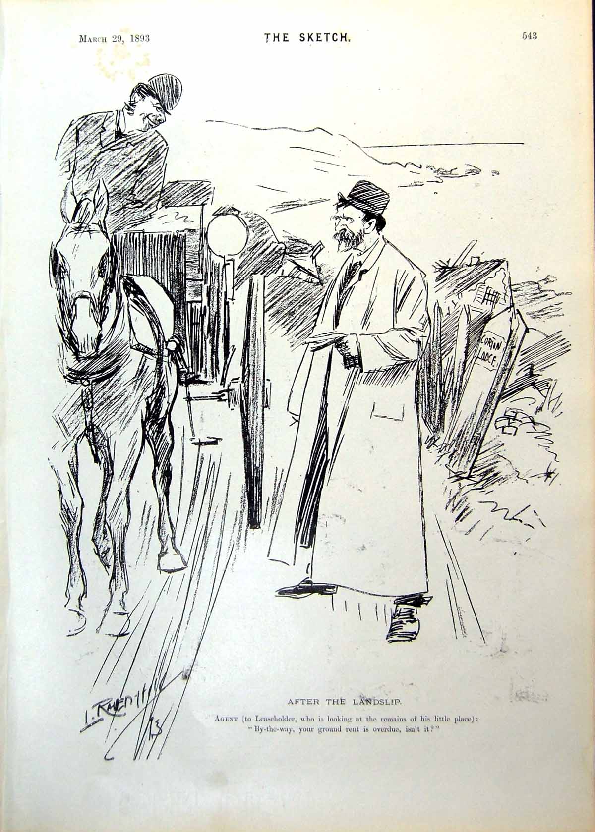 Antique Print Man Cart Horse Leaseher Landslip Painter Snake Charmer 1893 19th