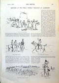 Old Antique Print Sketches Public Schools Field Day Aldershot Horses 1893 19th