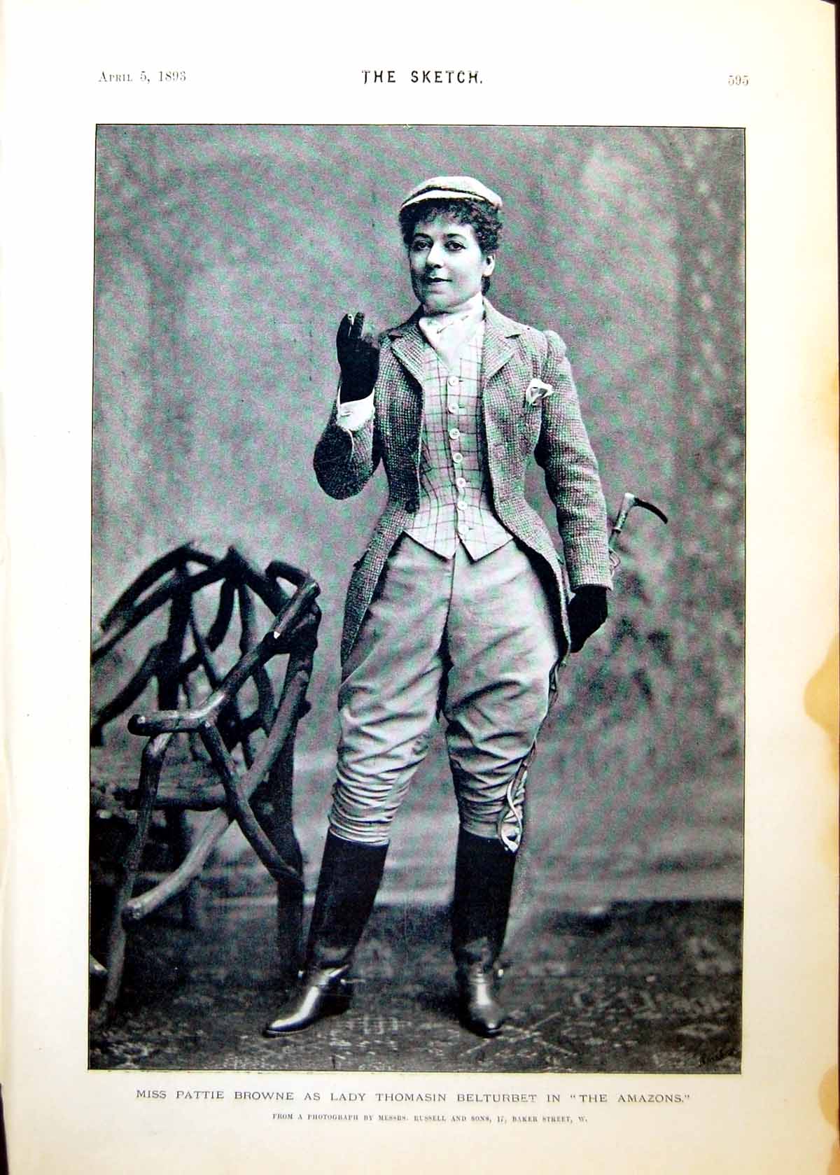 Old Print Miss Pattie Browne Lady Belturbet Amazons Ellaline Terris 1893 19th