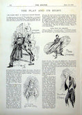 Original Old Antique Print Babble Shop Trafalgar Square Theatre Characters 1893