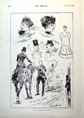Antique Print Last Week'S Paris Hats Ladies Gents Lady Sidesaddle Deer 1893