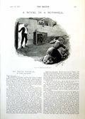 Antique Old Print Brief Novel Woman Floor Man Returns Puts Coins Table 1893