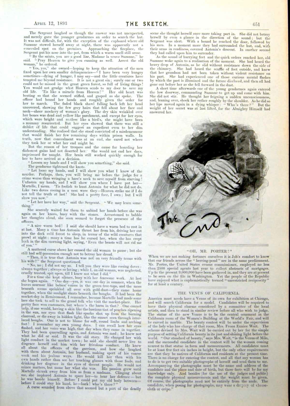 Antique Old Print Elderly Lady Lying Floor William Blake Chapter Page 1893