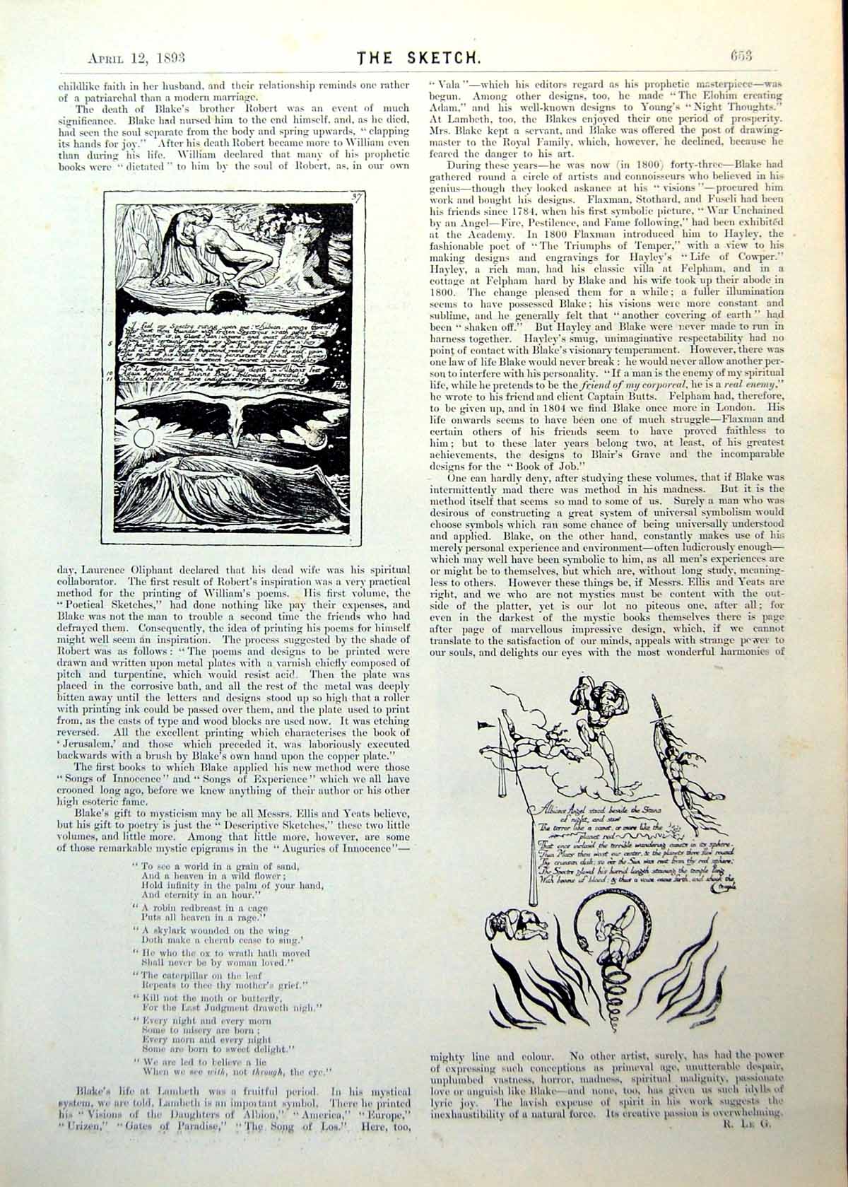 Antique Print William Blake Illustrations The Reverend Arthur Robins 1893 19th
