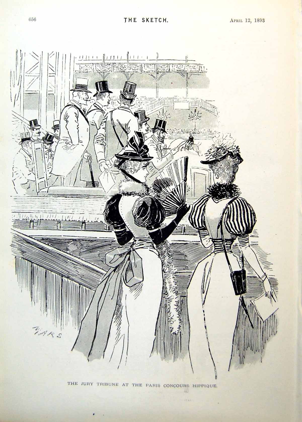 Old Print Jury Tribune Paris Concours Hippique Queen Florence City 1893 19th