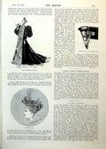 Original Old Antique Print Debutante Bouquet Her Lady Sheffield'S Gown Hat 1893