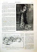 Antique Old Print Miss Ellen Terry Ladies Hockey Art Gregory Stevens 1893 19th