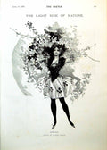 Antique Old Print Spring Lady Floral Dudley Hardy Catching A Giraffe 1893 19th