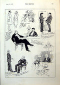 Antique Old Print Sketch Characters Country Doctor Commander Governess 1893
