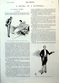 Old Print Novel Illustrations Master Lady Seated Butler Bride Groom 1893 19th