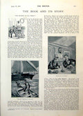 Antique Old Print Tragedy Ida Noble Ship Scenes Rowing Boat Weak Woman 1893