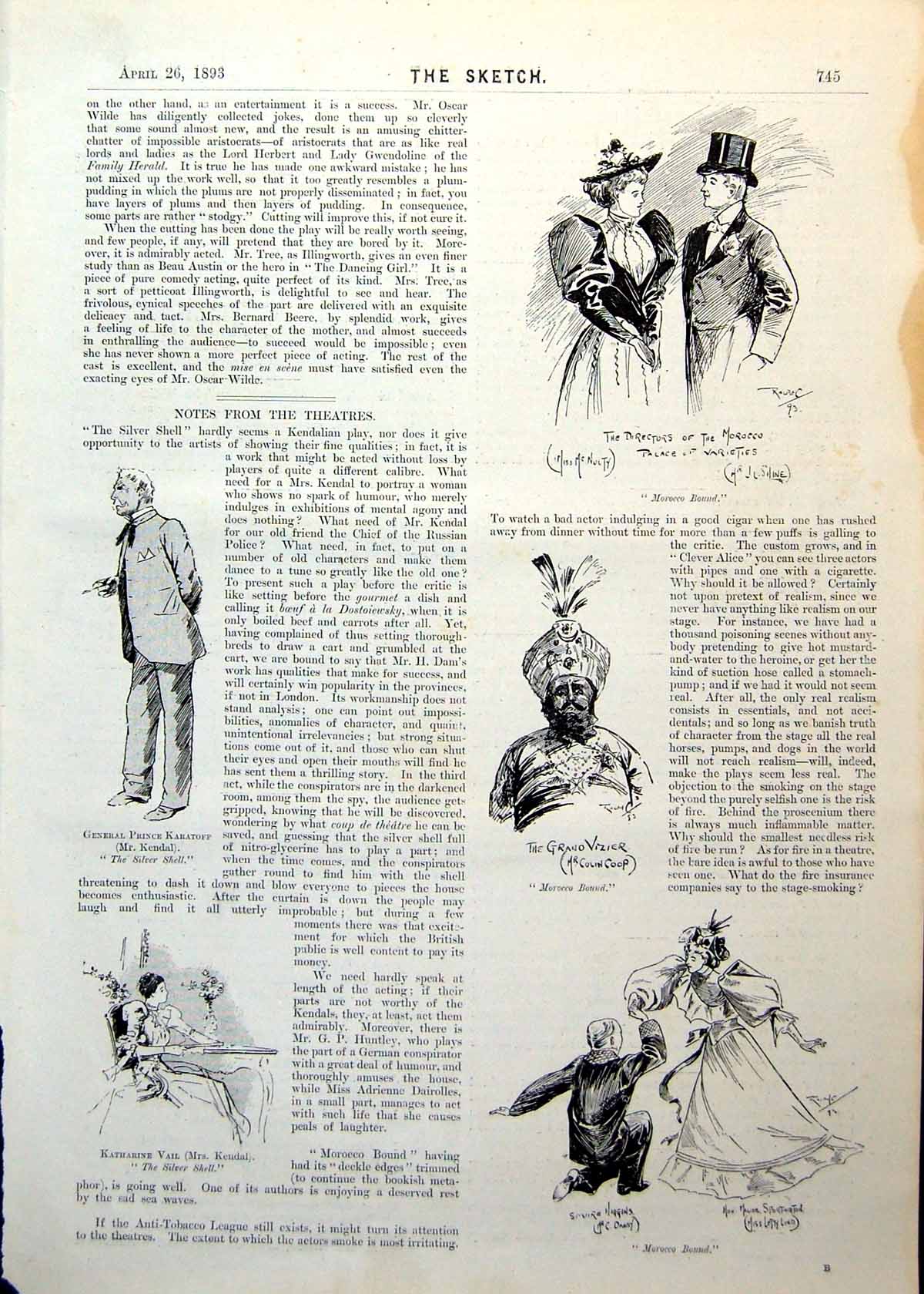 Antique Print Notes Sketches From Theatres Silver Shell Morocco Bound 1893 19th