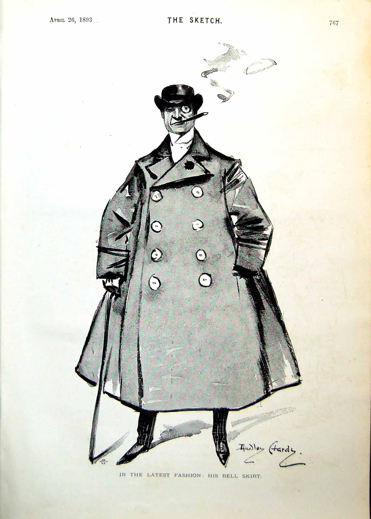 Old Man Latest Fashion His Bell Skirt Diana Horse Riding Train 1893Victorian