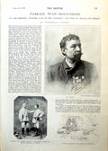Old Print Famous War Sketchers F Villiers Portrait Condor Marabout 1893 19th