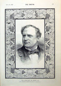 Antique Print Late Earl Derby Kg Engraving From Photograph Leaf Border 1893