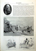 Antique Print Hatfield House Cradle Queen'S Oak Junior Page Dog Bird 1893 19th