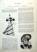 Old Antique Print Ladies Page Priestley Gown Beautiful Picture Hat 1893 19th