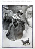 Old Print Love'S Messenger Ladies Muff Mistletoe Dog Paris & Helen 1909 20th