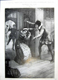 Antique Old Print Between Two Fires A Forestier Lady Mistletoe Pursuers 1909