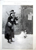 Antique Print Lawson Wood Poor Prospects Man Dog Pipe Play House Sale 1909 20th
