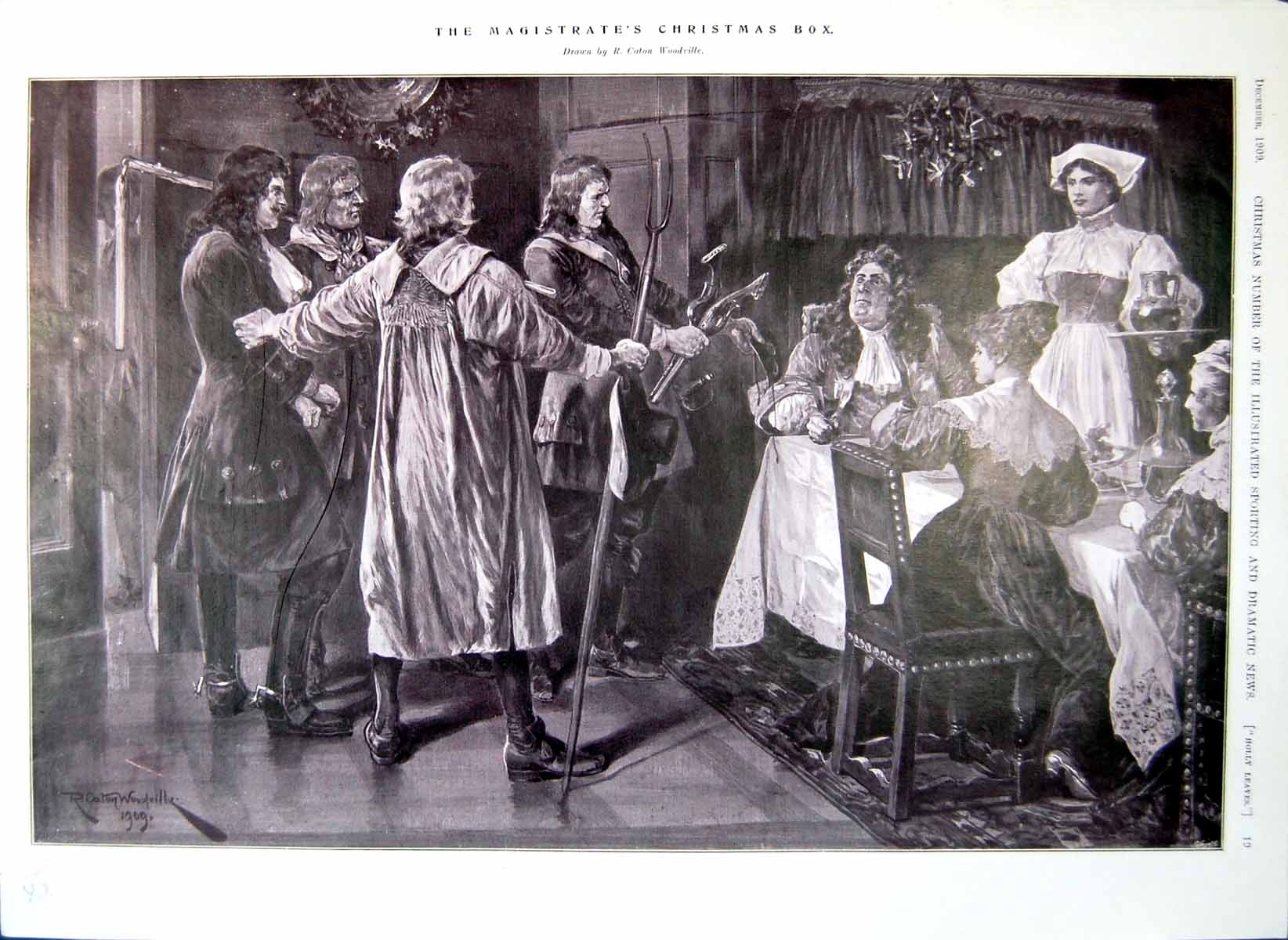 Antique Print Magistrate'S Christmas Box R Caton Woodville Highwayman 1909 20th