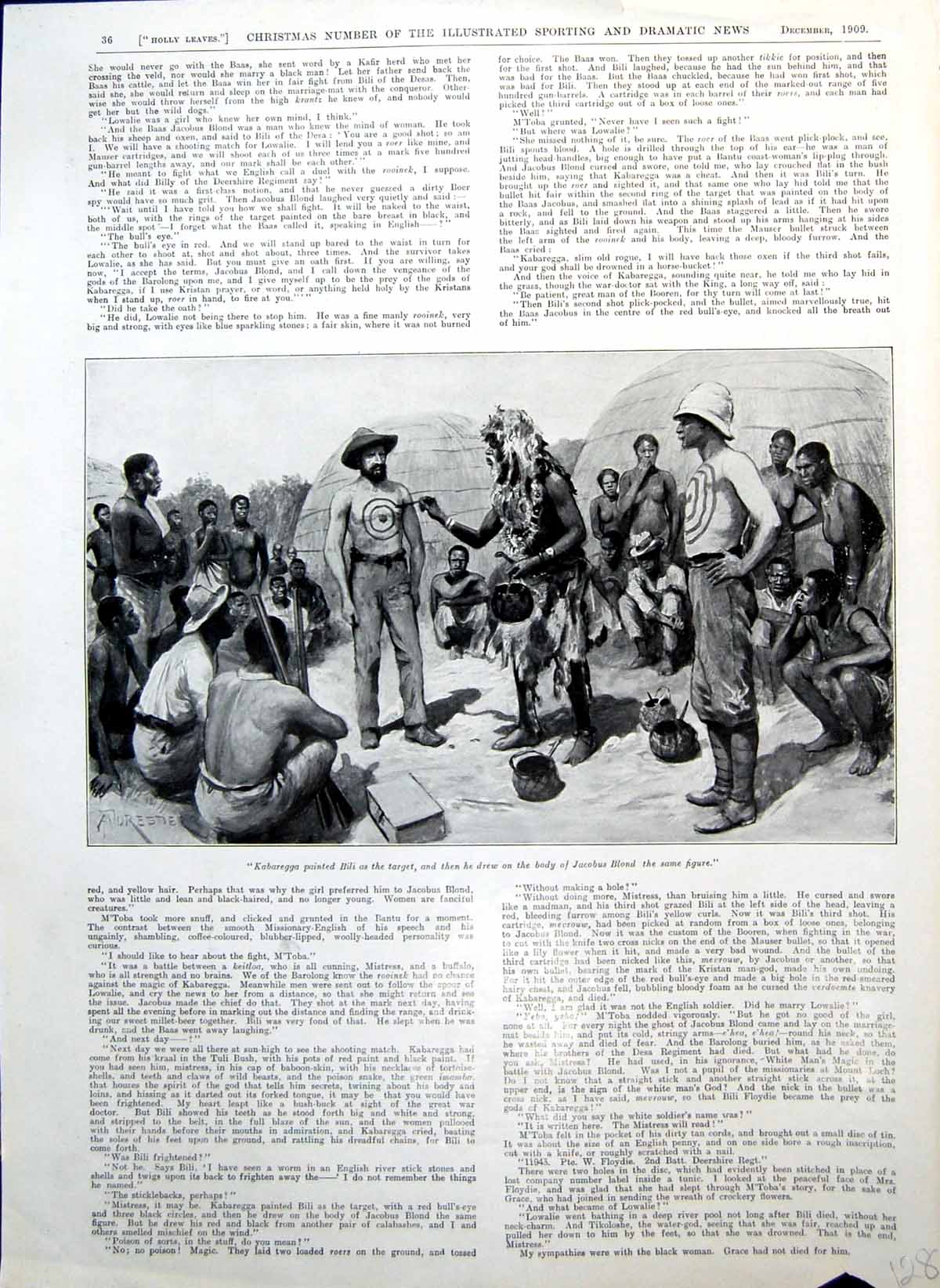 Old Print A Forestier African Village Men Targets Gramophone Advert 1909 20th