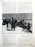 Old Print Lady Child Fishermen Quay Boat Home Scene Man Wife Child 1909 20th