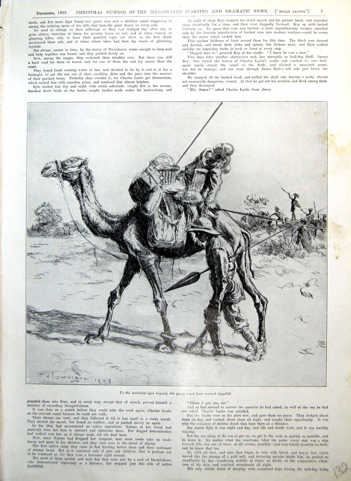 Old Camel Carrying Rider Man Walking Spears Men Ground Townsend 1909 20th