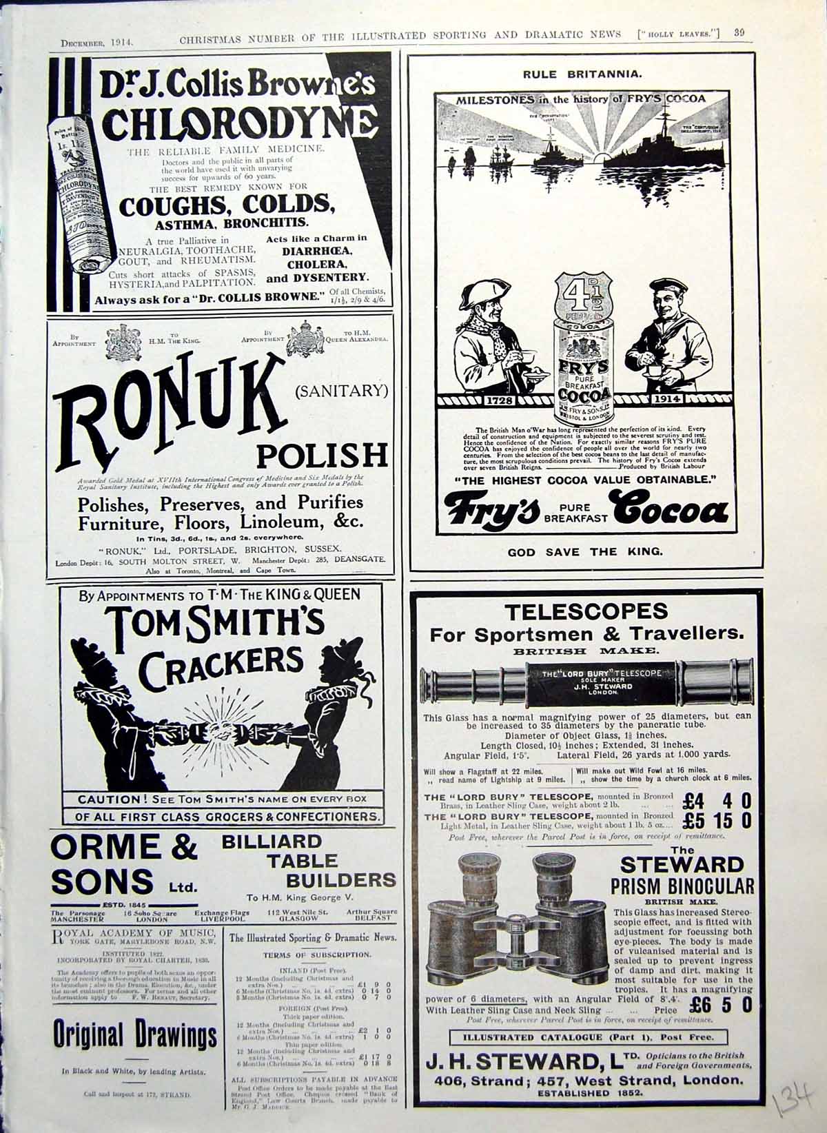 Old Fry'S Cocoa Tom Smith'S Crackers Adverts Benger'S Digestive 1914 20th