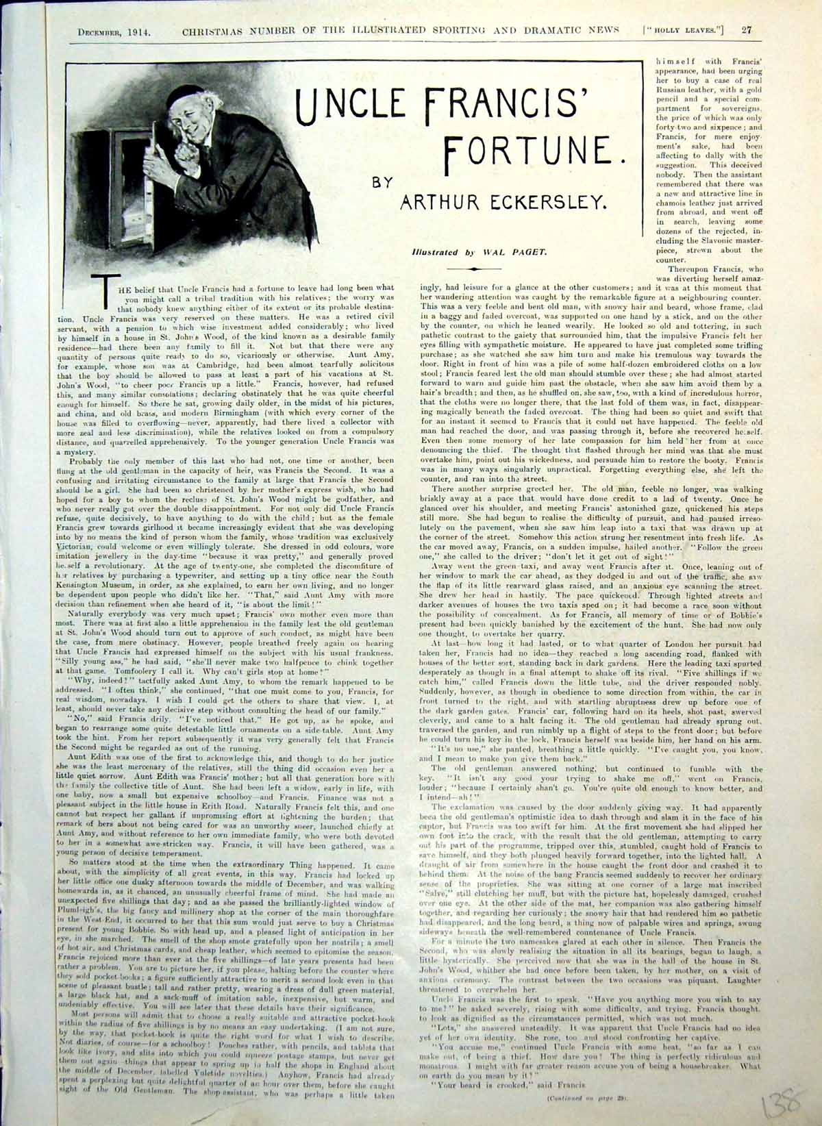 Old Uncle Francis' Fortune Wal Paget Man Crooked Beard Lady Hat 1914 20th