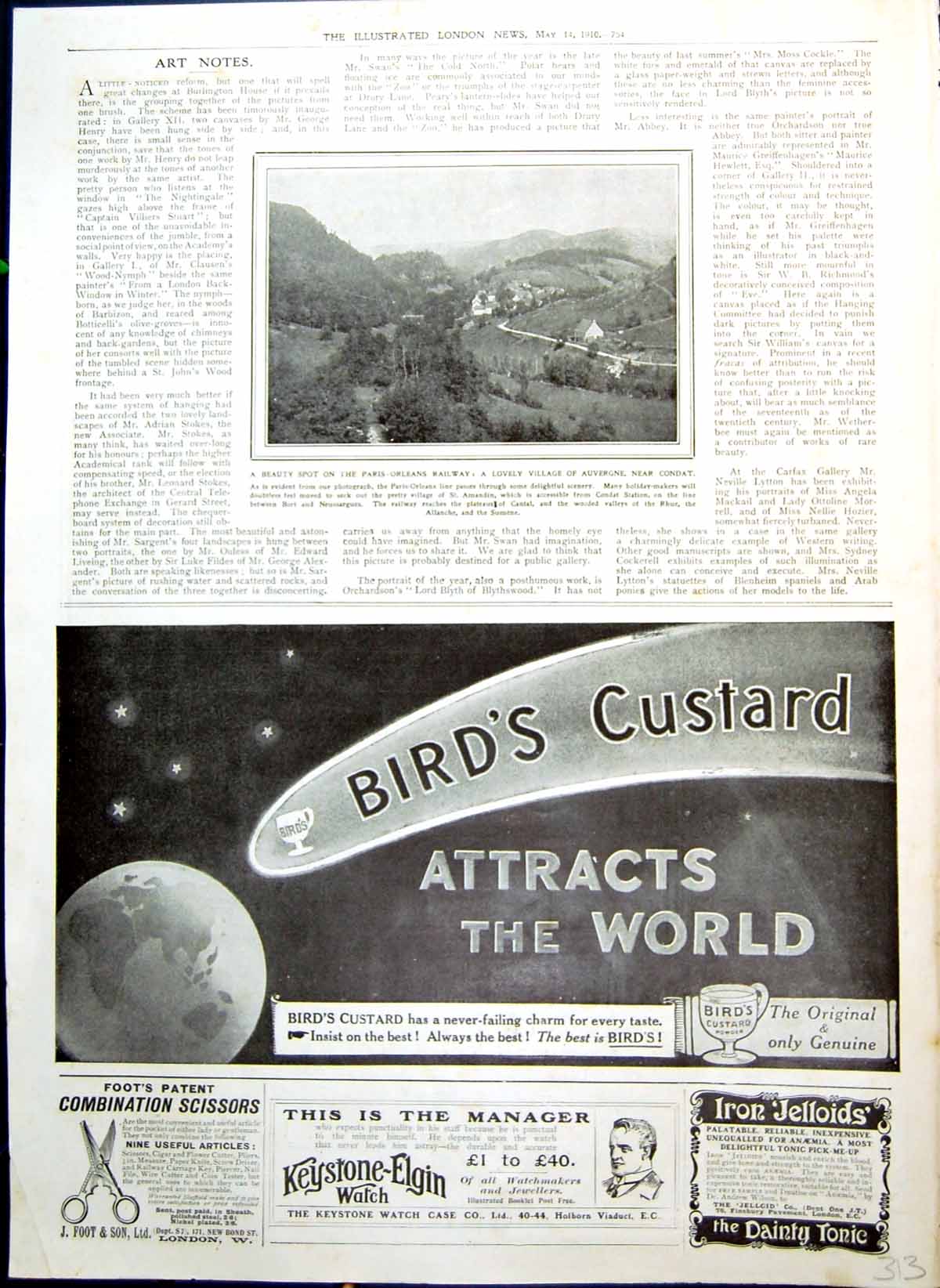 Antique Print Auvergne Near Condat Bird'S Custard Advertsmonkey Brand 1910