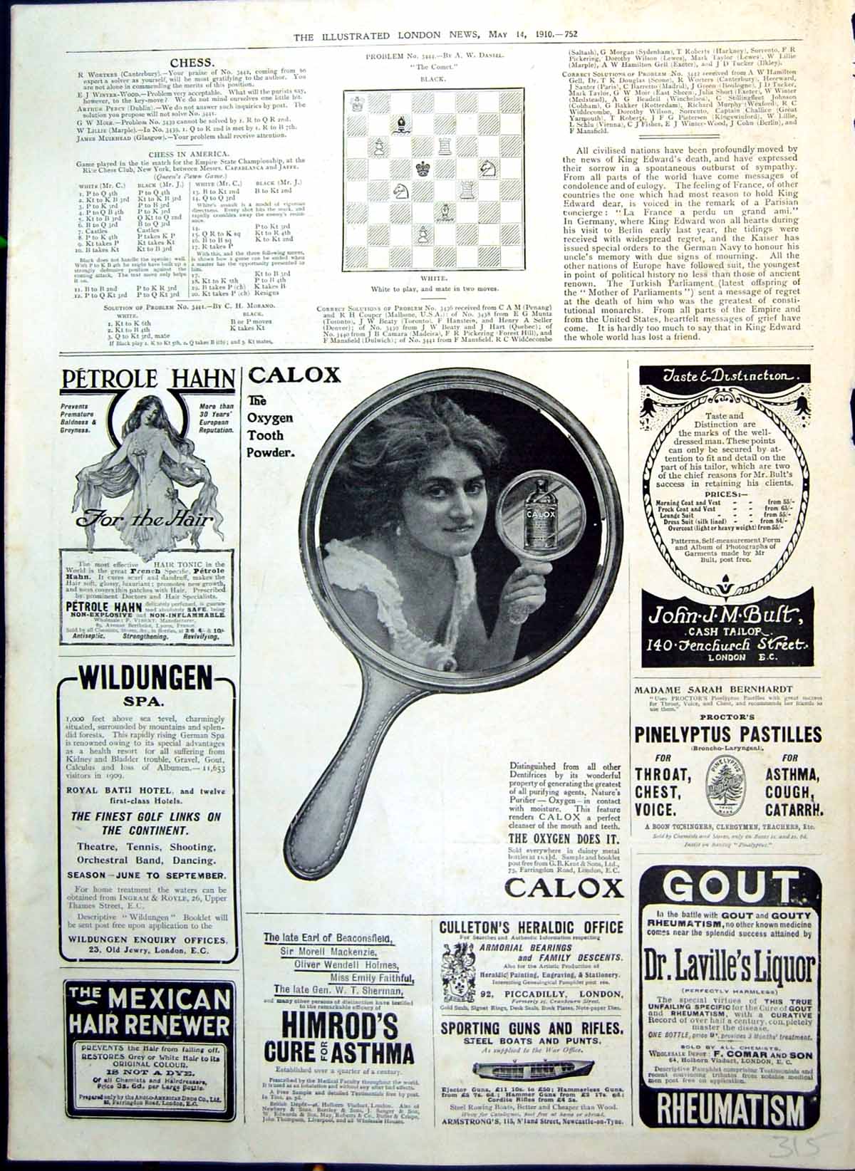 Old Calox Tooth Powder Petrole Hahn Hair Fox'S Puttees Adverts 1910 20th