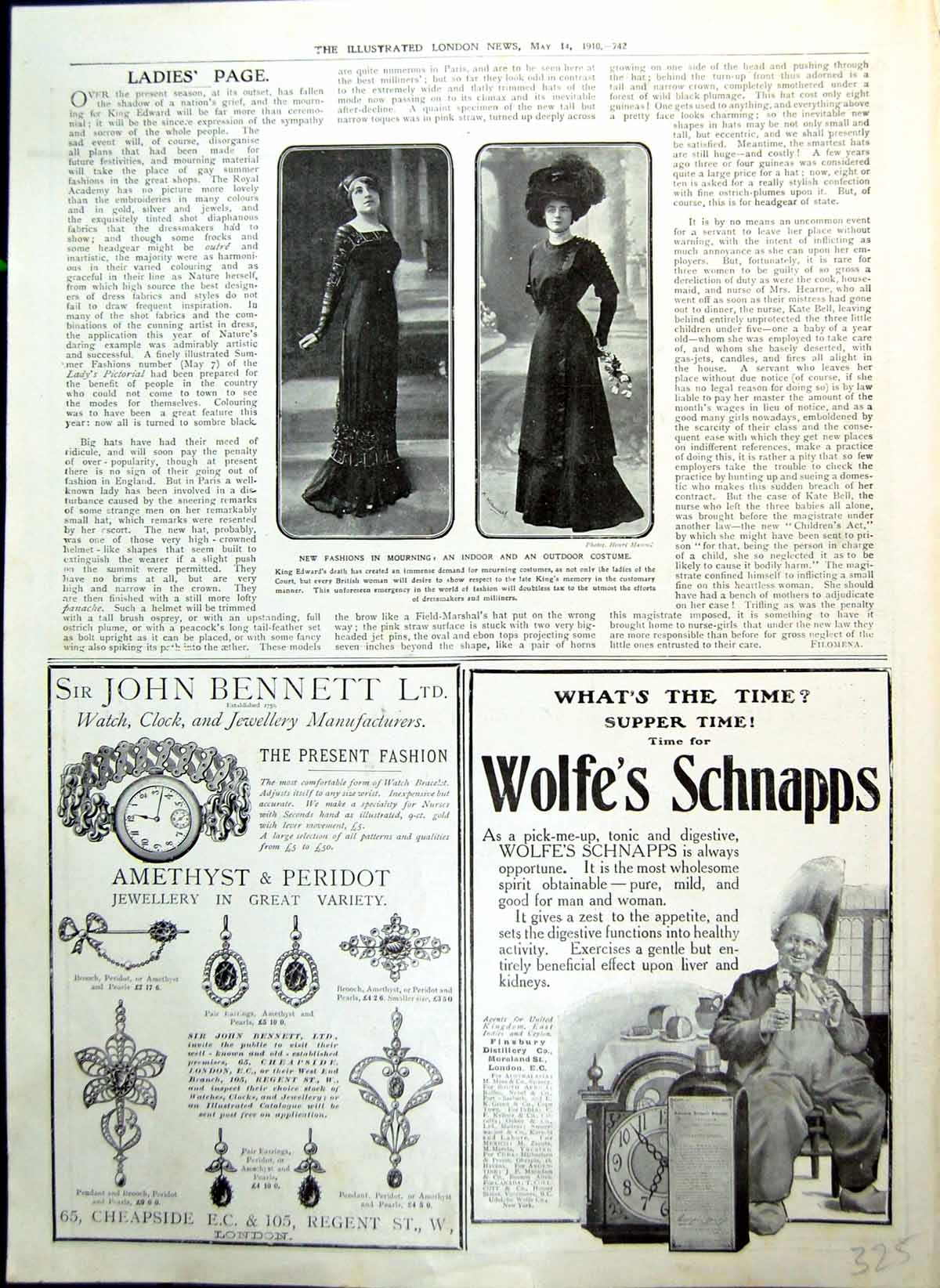 Old Print New Mourning Fashions Indoor Outdoor Germ-Killing Tablet 1910 20th