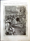 Antique Print Nation'S Anxiety King'S Illness Crowds Buckingham Palace 1910