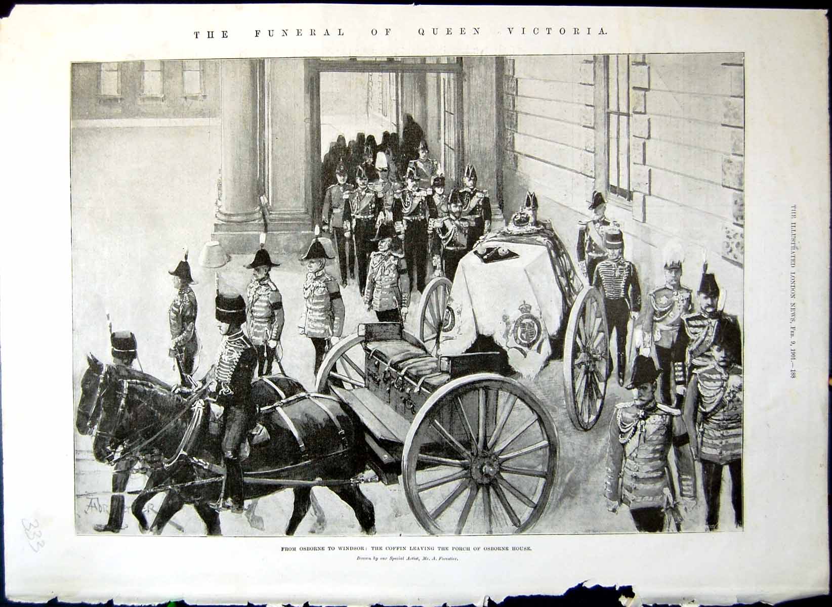 Old Antique Print Funeral Queen Victoria Osborne House Photographs 1901 20th