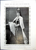 Antique Old Print Queen Alexandra Mourning Death Chamber Family Service 1910